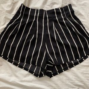 Pin striped flared shorts